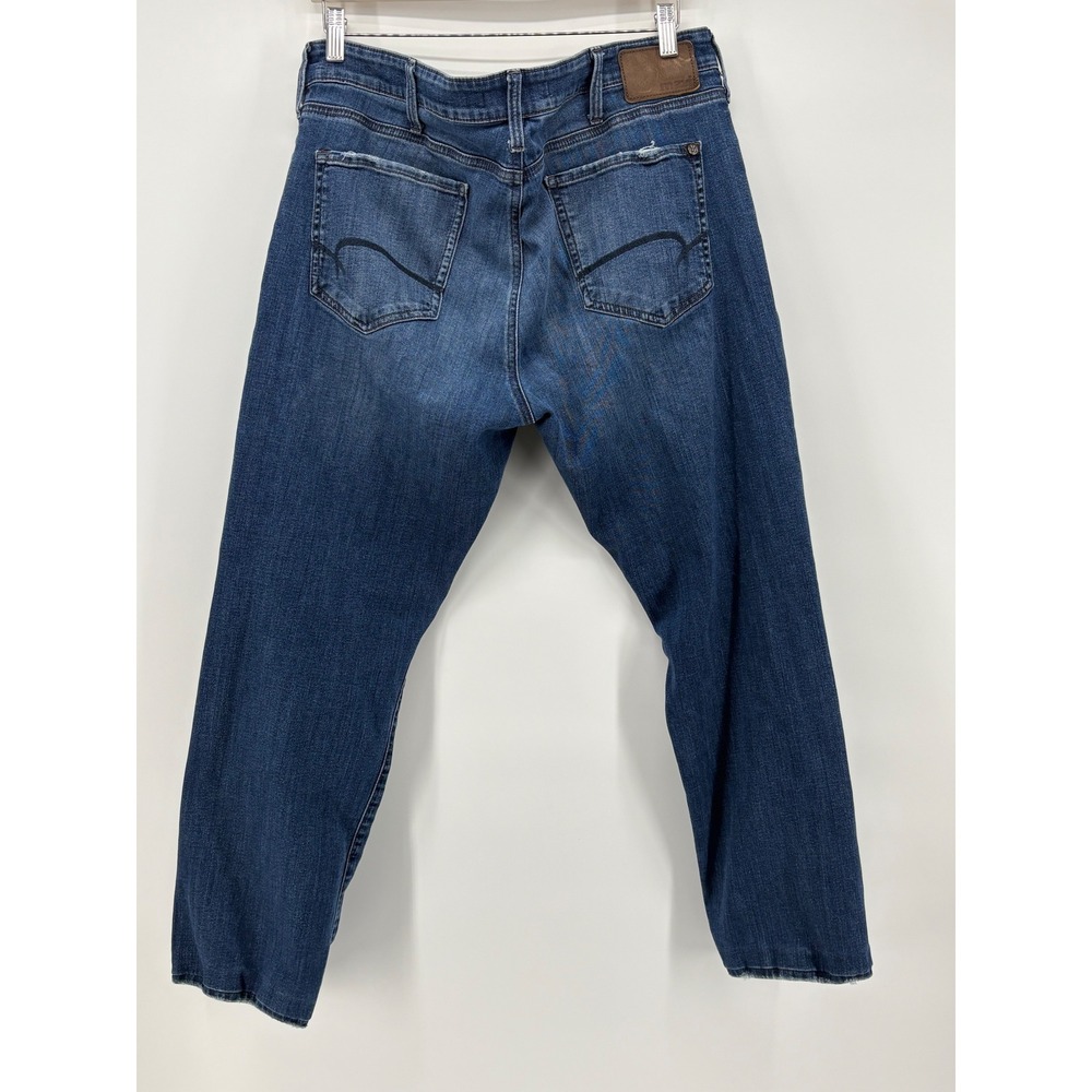 Mavi Zach Straight Leg Mens Jeans 38x32 Dark Wash Stretch Denim Distressed - Picture 2 of 7